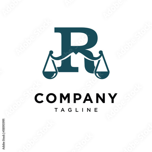 Letter R Law Scale Logo Icon Vector