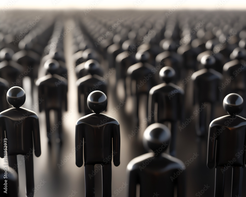 Fototapeta premium Abstract Illustration of Crowd of Figures in Unity and Togetherness, Perfect for Concepts of Community and Teamwork
