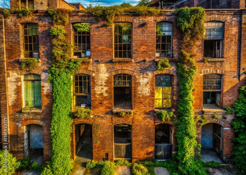 Fototapeta premium Perilous Urban Decay: Crumbling Building Facade, Danger Zone