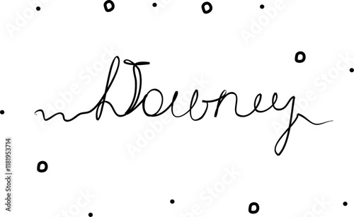 Downey. City in the USA. One line drawing doodle hand drawn. Vector object illustration, minimalism hand drawn sketch design modern new