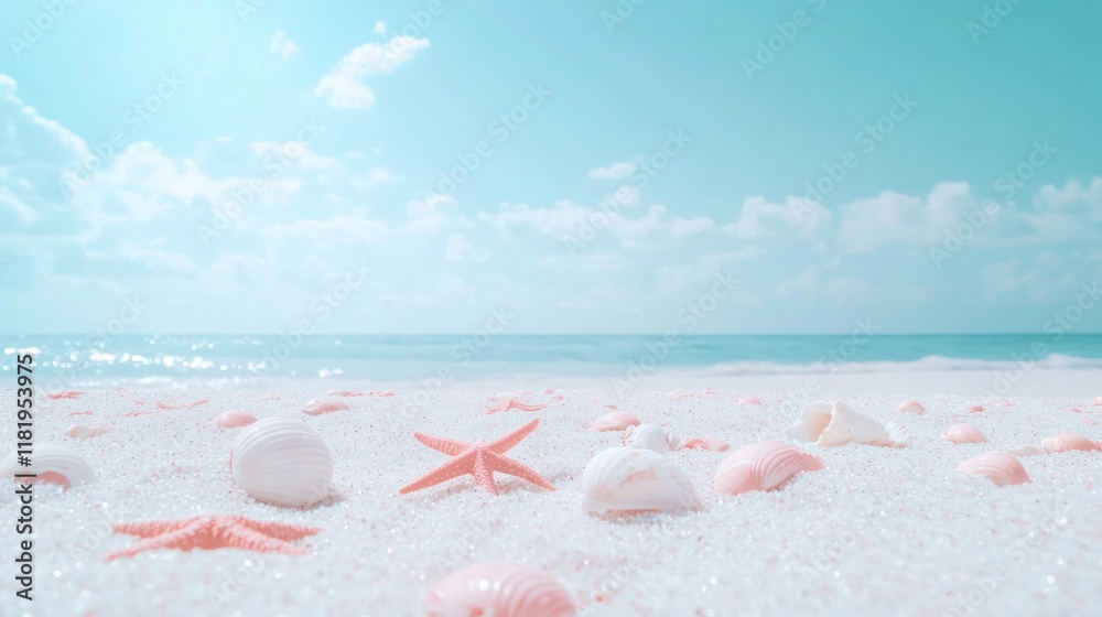 Seashells starfish beach ocean summer vacation postcard Seashells starfish beach ocean summer vacation postcard