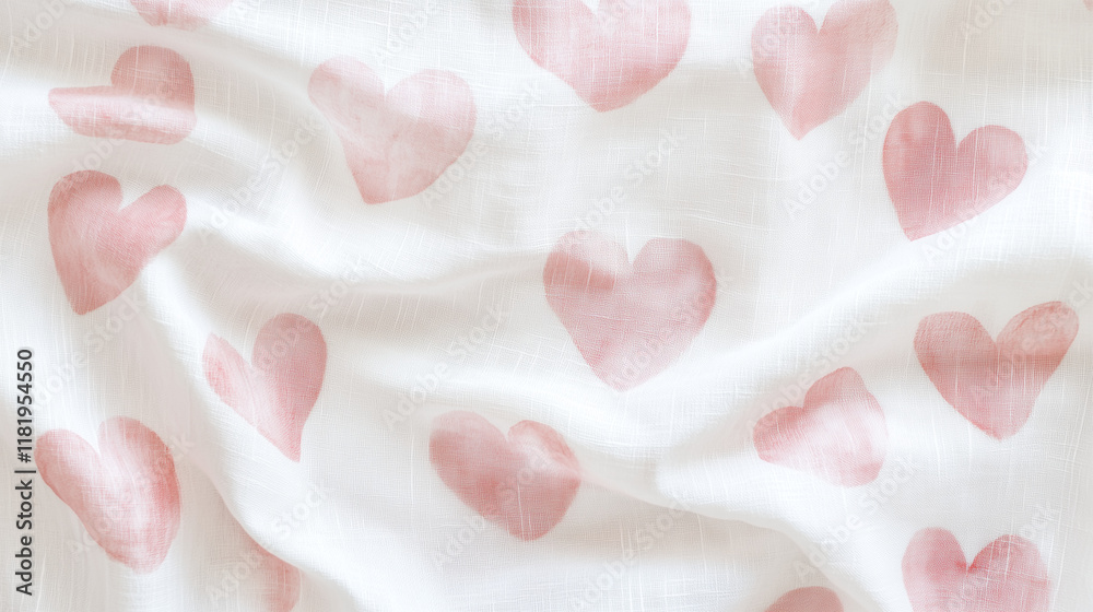 valentines day pink hearts pattern on soft fabric background valentines day pink hearts pattern on soft fabric background