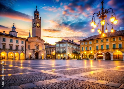 Piazza Giuseppe Mazzini, Casale Monferrato: Romantic Evening Bokeh photo