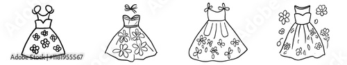 Modern illustration of a princess dress for coloring books