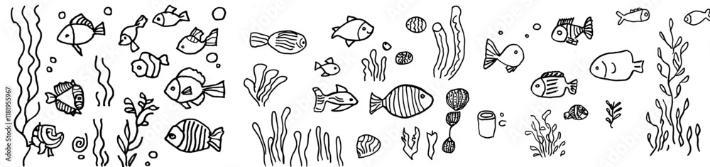 Naklejka premium decorative aquarium fish for your coloring book