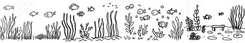 A fish tank featuring seaweed and rock stones is perfect for your coloring book