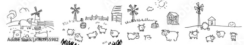 Adult-friendly raster artwork featuring farm animals and a rustic rural setting