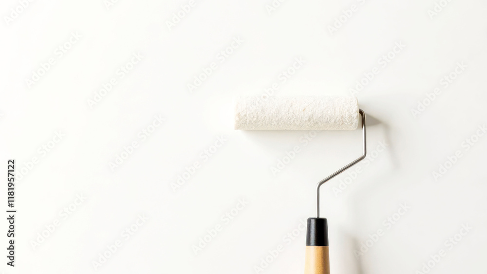Obraz premium Minimalist paint roller on white background