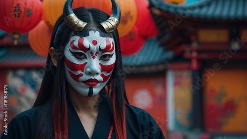 Japanese demon mask  photo