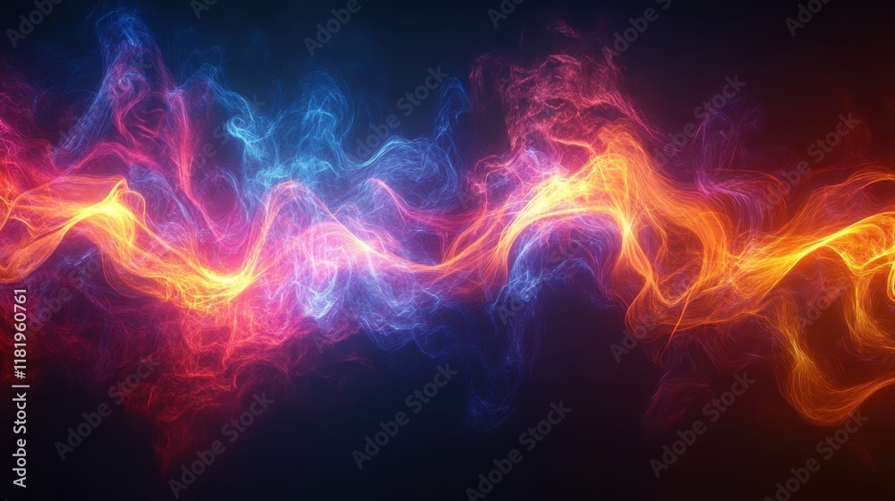 Fototapeta premium Vibrant Abstract Smoke Art with Dynamic Swirling Colors on a Dark Background