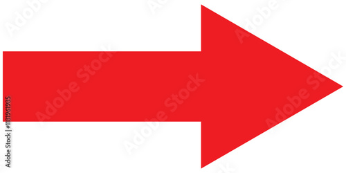 Long red arrow icon vector pointing right. Arrow shape element. Bold arrow icon. large size red long arrow.