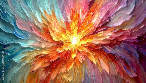 Wallpaper Mural Vibrant, abstract impasto painting; explosion of color, texture, and energy; dynamic brushstrokes create a captivating visual experience. Torontodigital.ca
