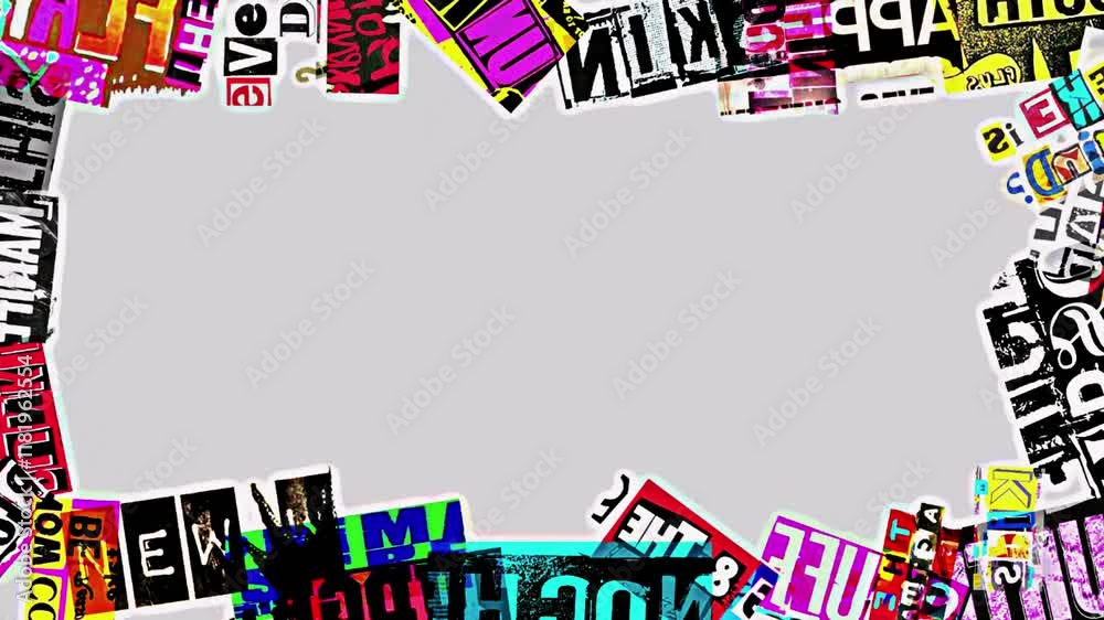 White frame animation with typography sticker border. 4K quality footage