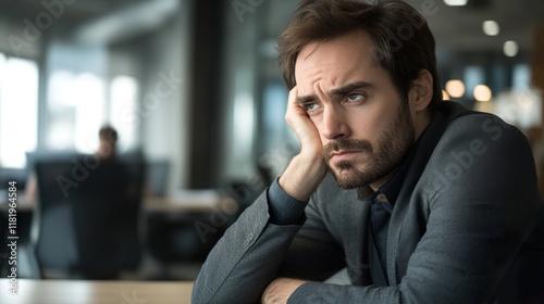 Frustrated person in work uniform feeling overwhelmed by tasks, representing workplace stress and challenges in professional environments.
