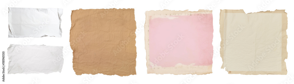 Fototapeta premium PNG Vintage textured paper collection, isolated element set, transparent background