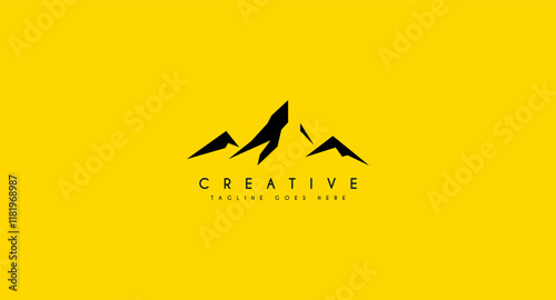 Mountain peak summit logo design. Outdoor hiking adventure