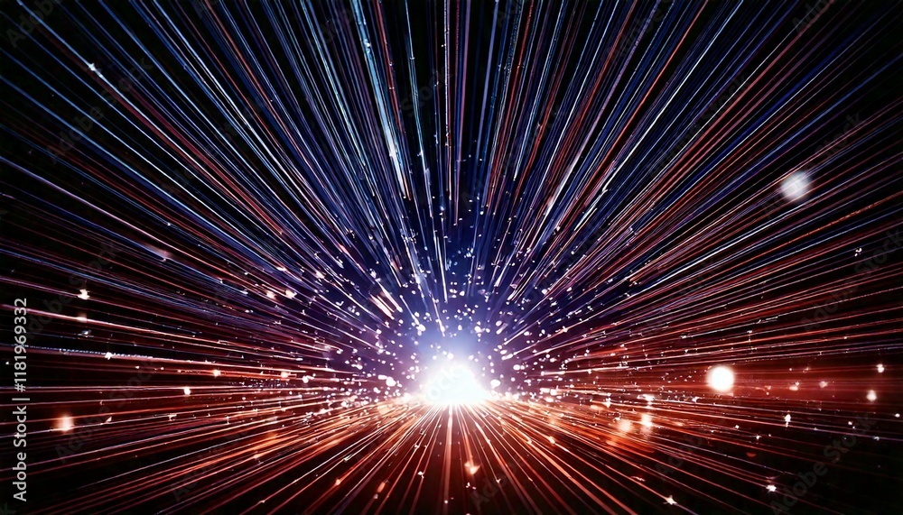 Fototapeta premium 幻想的で色鮮やかな宇宙でワープするイメージのイラスト