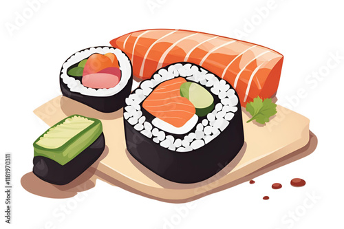 Cartoon of sushi