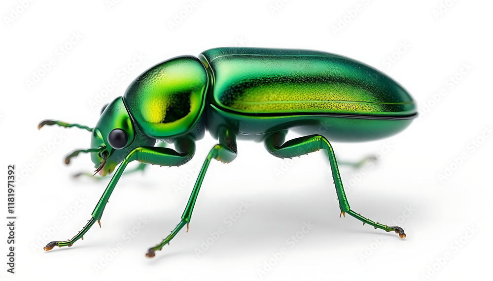 Naklejka premium green bug isolated on white background