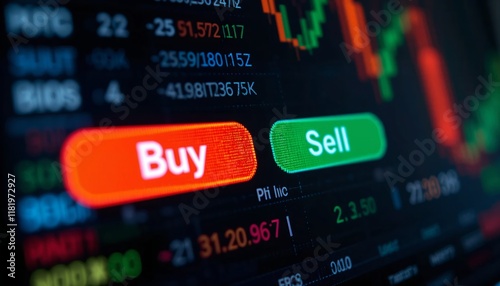 Buy or sell buttons concept displayed on a computer screen