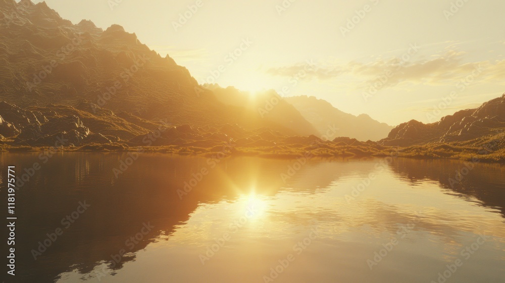 Fototapeta premium The mountain scenery is decorated with craters and plants