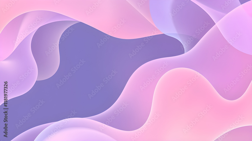 Pastel Dreamscape: Abstract background with flowing, translucent pink and purple waves. Perfect for designs needing a soft, dreamy aesthetic. 