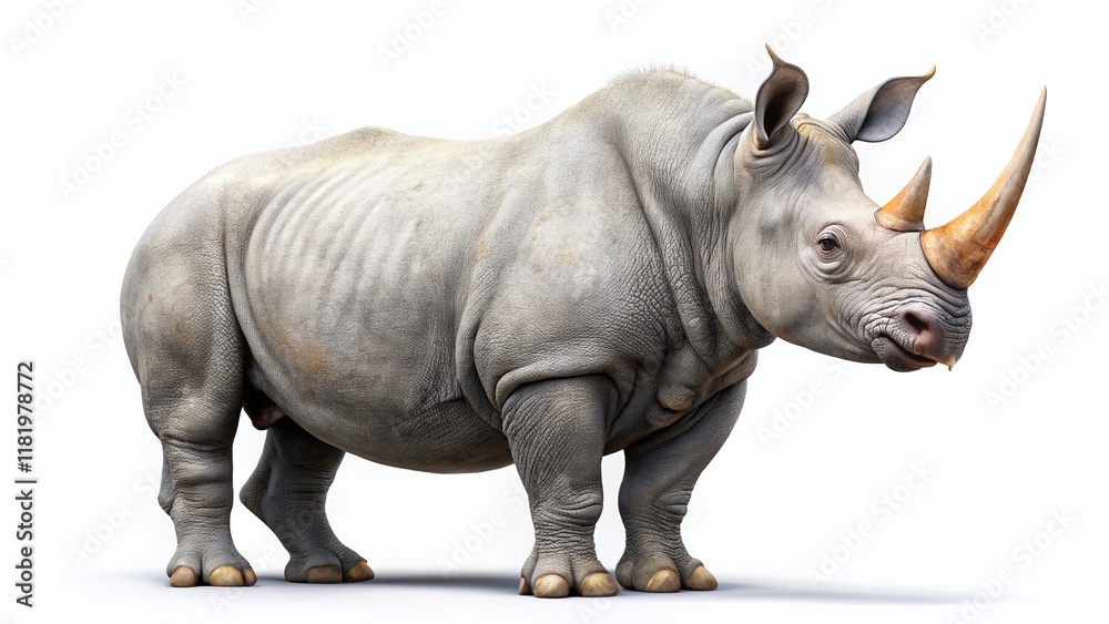 Prehistoric Arsinoitherium Mammal Isolated on White Background - Stock Photo Prehistoric Arsinoitherium Mammal Isolated on White Background - Stock Photo
