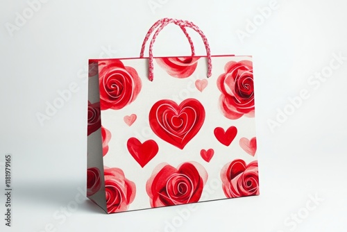Colorful gift bag with heart and rose patterns for special occasions