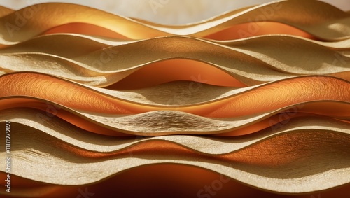 a surreal and vibrant cinematic photograph with a dreamlike quality against a multilayered abstract background, composed of undulating, textured waves in warm, golden tones, evoking the depth and comp photo