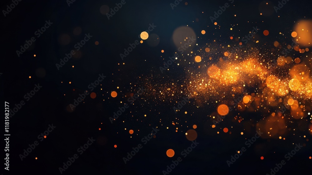 Fototapeta premium Glowing Dust Particles on Dark Background with Sparkling Effects