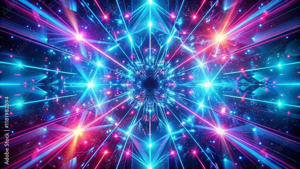 Psychedelic Rave Background: Fluorescent Blue Pink Glowing Shapes, Kaleidoscopic Blur, Laser Rays Psychedelic Rave Background: Fluorescent Blue Pink Glowing Shapes, Kaleidoscopic Blur, Laser Rays