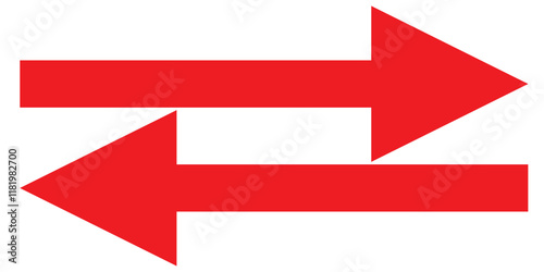 Long red arrow icon vector pointing right. Arrow shape element. Bold arrow icon. large size red long arrow.