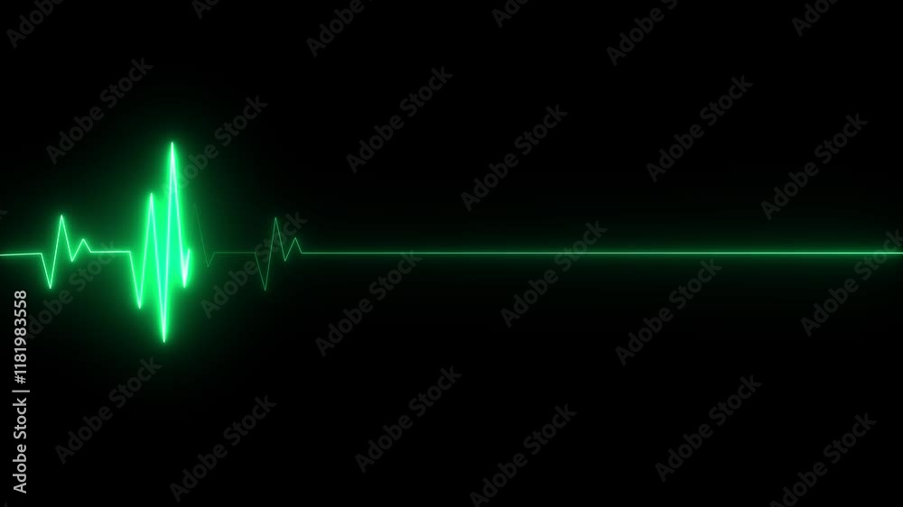 heart beat line icon animation, Pulse Trace, Monitor EKG Neon cyan Heart Beat Animation black Background. glowing neon green  color heartbeat animation icon sign symbol on black background