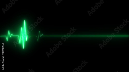 heart beat line icon animation, Pulse Trace, Monitor EKG Neon cyan Heart Beat Animation black Background. glowing neon green  color heartbeat animation icon sign symbol on black background