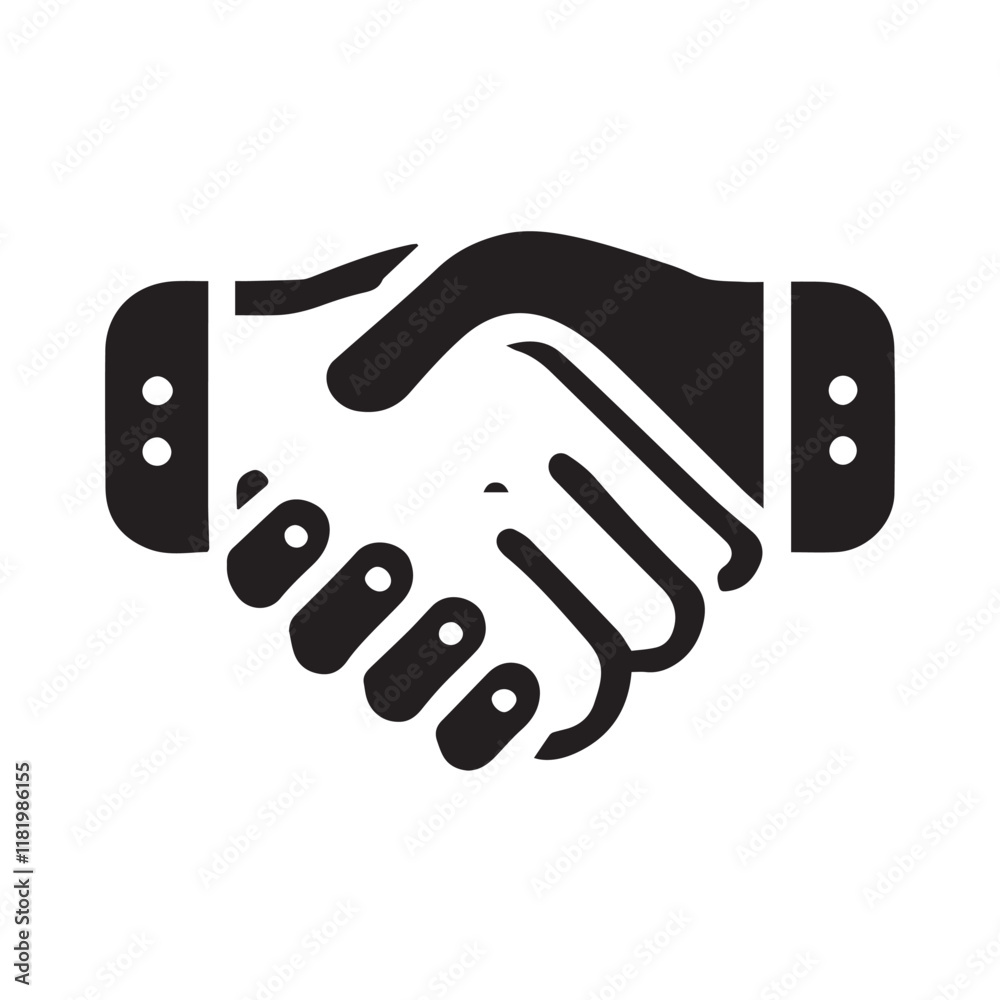 Obraz premium Simple black Vector Illustration of a Business Handshake