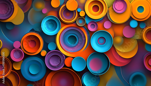 Abstract Colorful Overlapping Circles Design