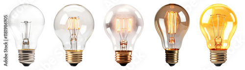 Light bulb png cut out element set, transparent background photo