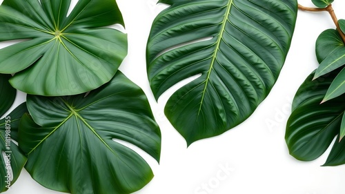 Wallpaper Mural Monstera leaves with isolate on white background for a clean and minimal aesthetic, leaves, nature Torontodigital.ca