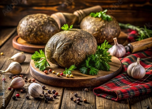 Raw Haggis Ready for Cooking: Rustic Scottish Cuisine Ingredient photo