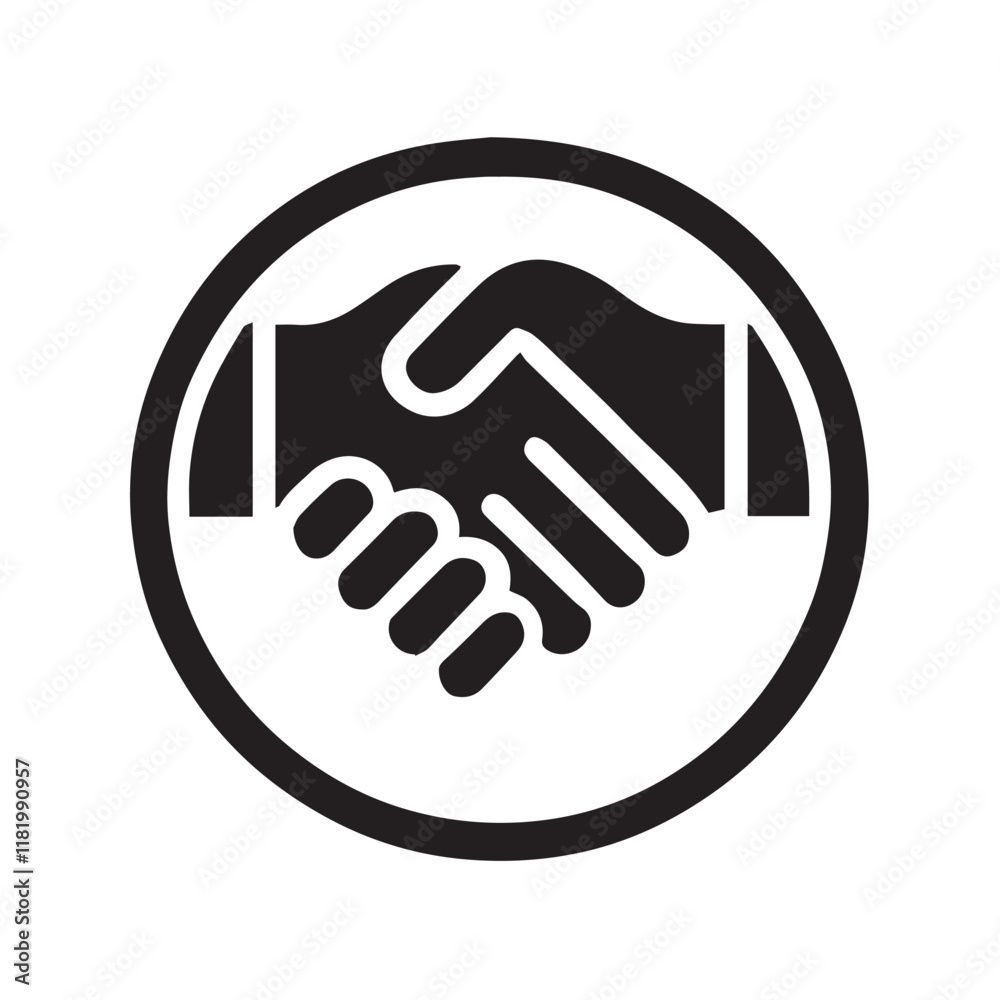 Simple black Vector Illustration of a Business Handshake Simple black Vector Illustration of a Business Handshake