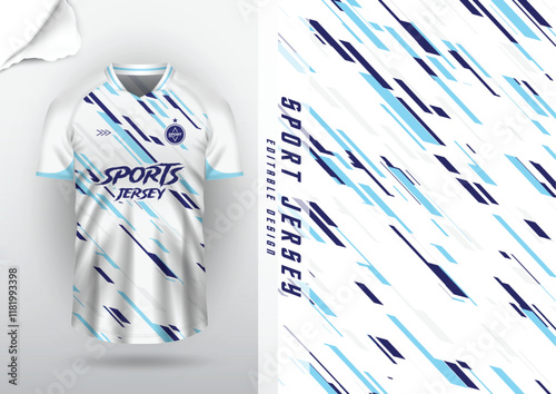 jersey design, jersey, football, soccer, futsal, running, badminton, tennis, exercise, rugby, striped blue and white