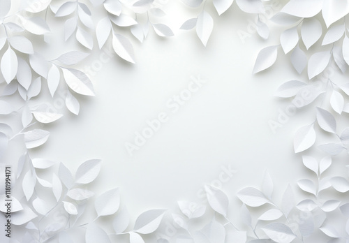 Paper cut style of leaves in shades tropic background