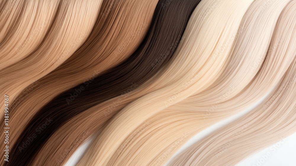 A collection of blonde extensions, styled in cascading waves, set against a luxurious salon backdrop A collection of blonde extensions, styled in cascading waves, set against a luxurious salon backdrop