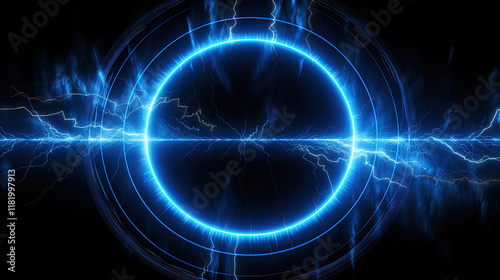 Wallpaper Mural Lighting flash in the shape of circle. Ring of thunderstorm lightning as a portal Torontodigital.ca