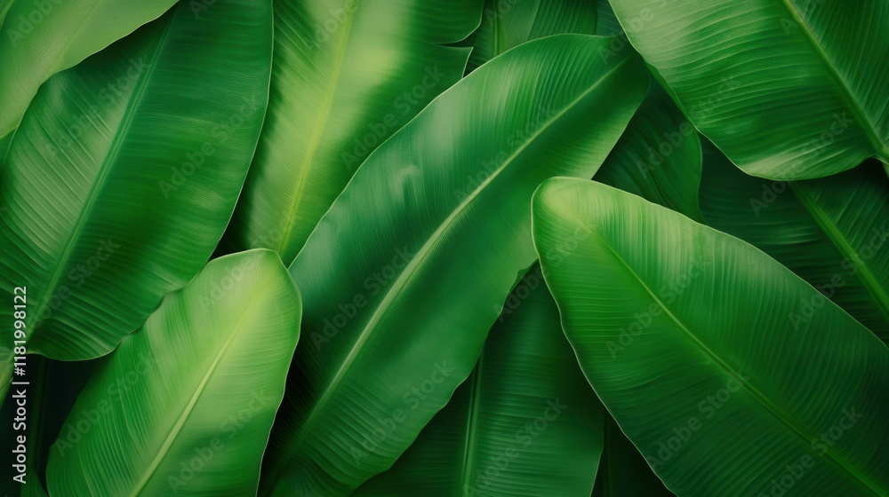 Obraz premium Lush Green Tropical Leaves in Vibrant Natural Arrangement