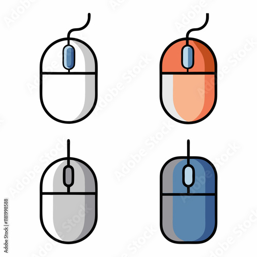 Minimalist Computer Mouse Vector Bundle for Tech Projects. photo