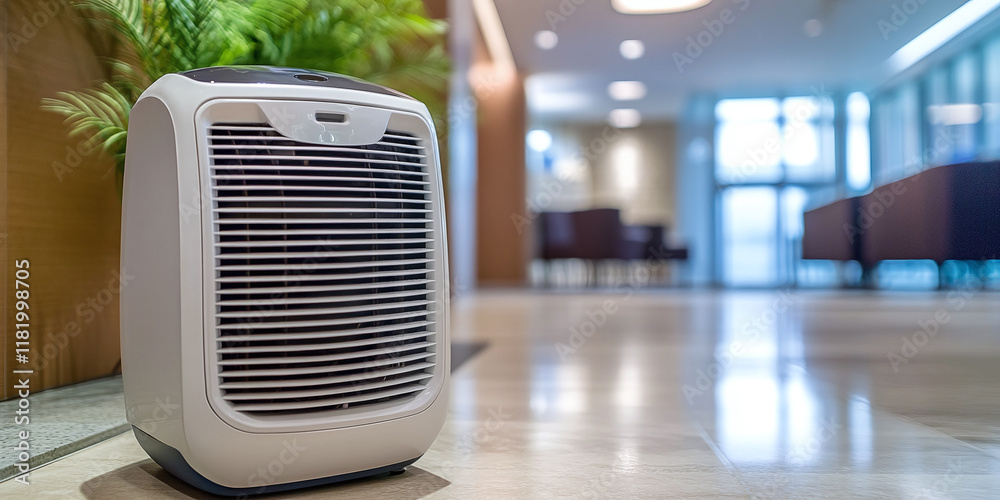 Compact air purifier placed in a stylish indoor space with plants and wooden details. The scene is well-lit and highlights a clean, fresh environment. Compact air purifier placed in a stylish indoor space with plants and wooden details. The scene is well-lit and highlights a clean, fresh environment.