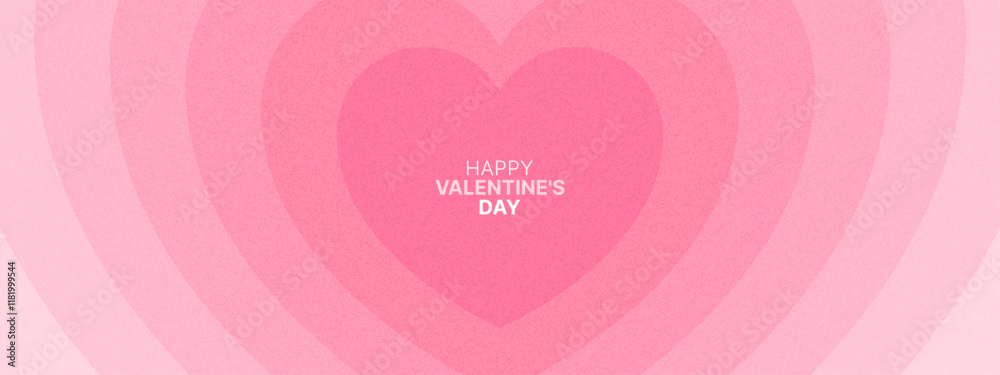Modern pink banner with hearts. Happy Valentine's day template. Love theme grain background. Abstract art design. Geometric shapes. Tunnel of hearts. Vector illustration. Modern pink banner with hearts. Happy Valentine's day template. Love theme grain background. Abstract art design. Geometric shapes. Tunnel of hearts. Vector illustration.