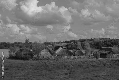 Viking city Hedeby with reconstructed houses. photo