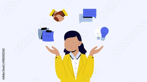 2D Productive Woman Animation HD On Alpha